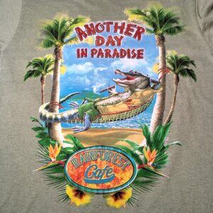 Rainforest Cafe Shirt Small Green Croc In Hammock Another Day in Paradise Cigar